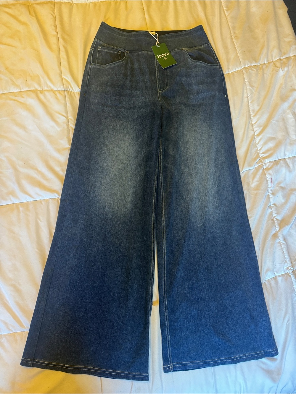 HALARA Dark Blue Wide-Leg High-Rise Jeans